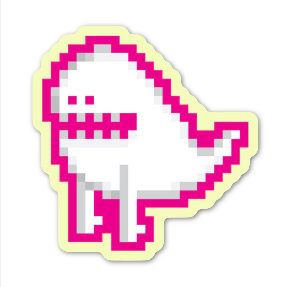 Glow in the dark eightbitghost sticker